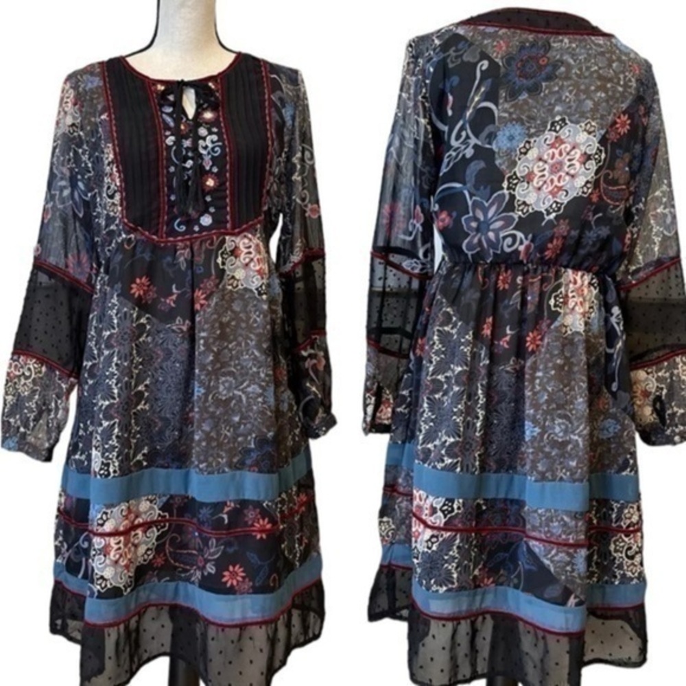 Double D Ranch “Lakota” Gypsy velvet trimmed bejeweled dress NWOT - Picture 4 of 13